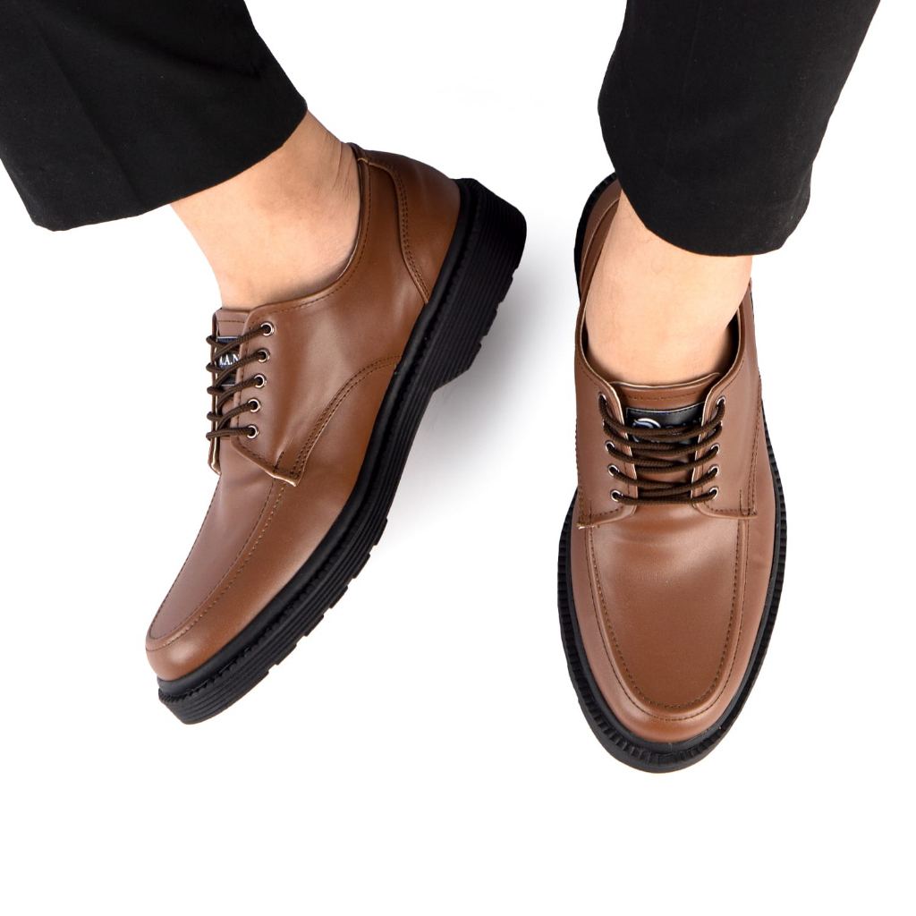 FREDDO 2.0 BROWN |ManNeedMe x RAN| Sepatu Pantofel Pria Formal Derby Shoes SOL DIJAHIT