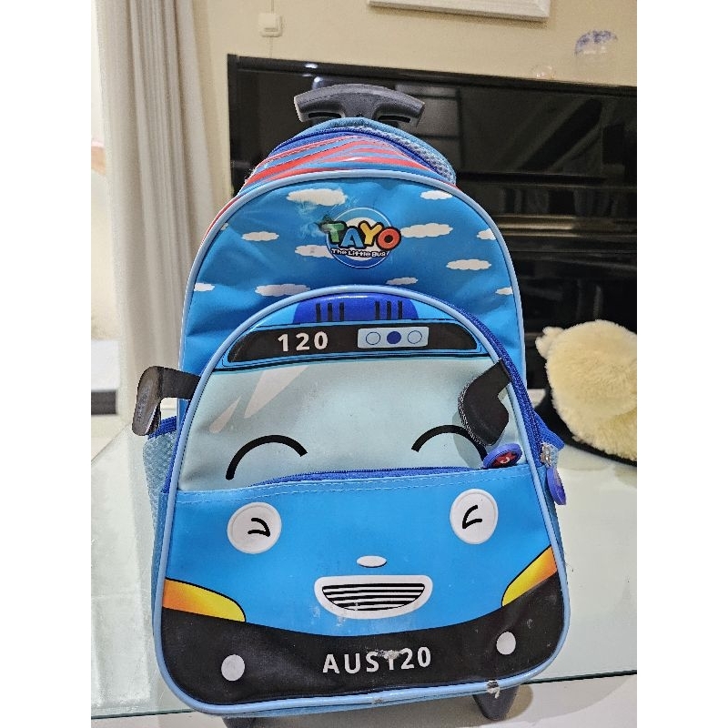 TAS KOPER Trolley anak PAUD preloved. Tayo biru