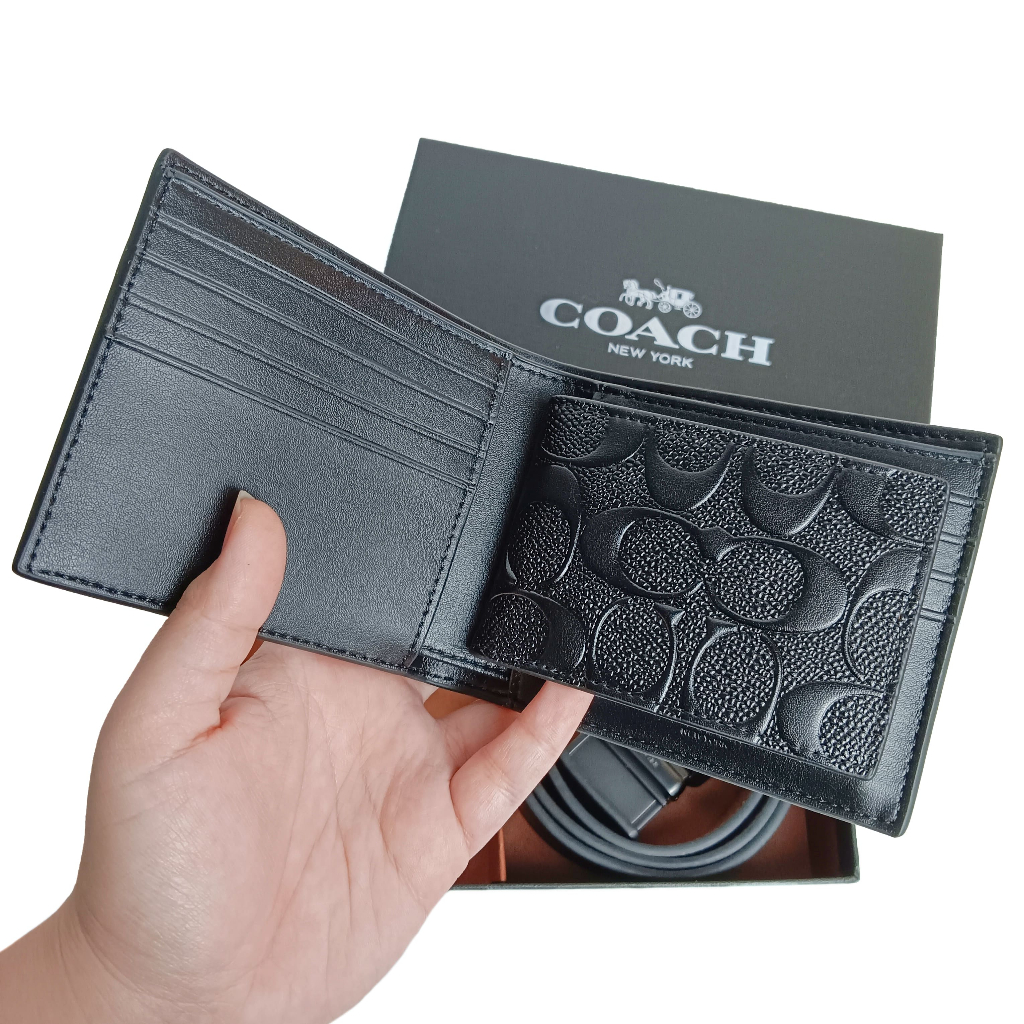 (Ready ) Coach Men's Fashion Folding Wallet/Short Wallet/Fold Wallet (Wallet + Belt) 74991 , 74993 , 26072 , 75371