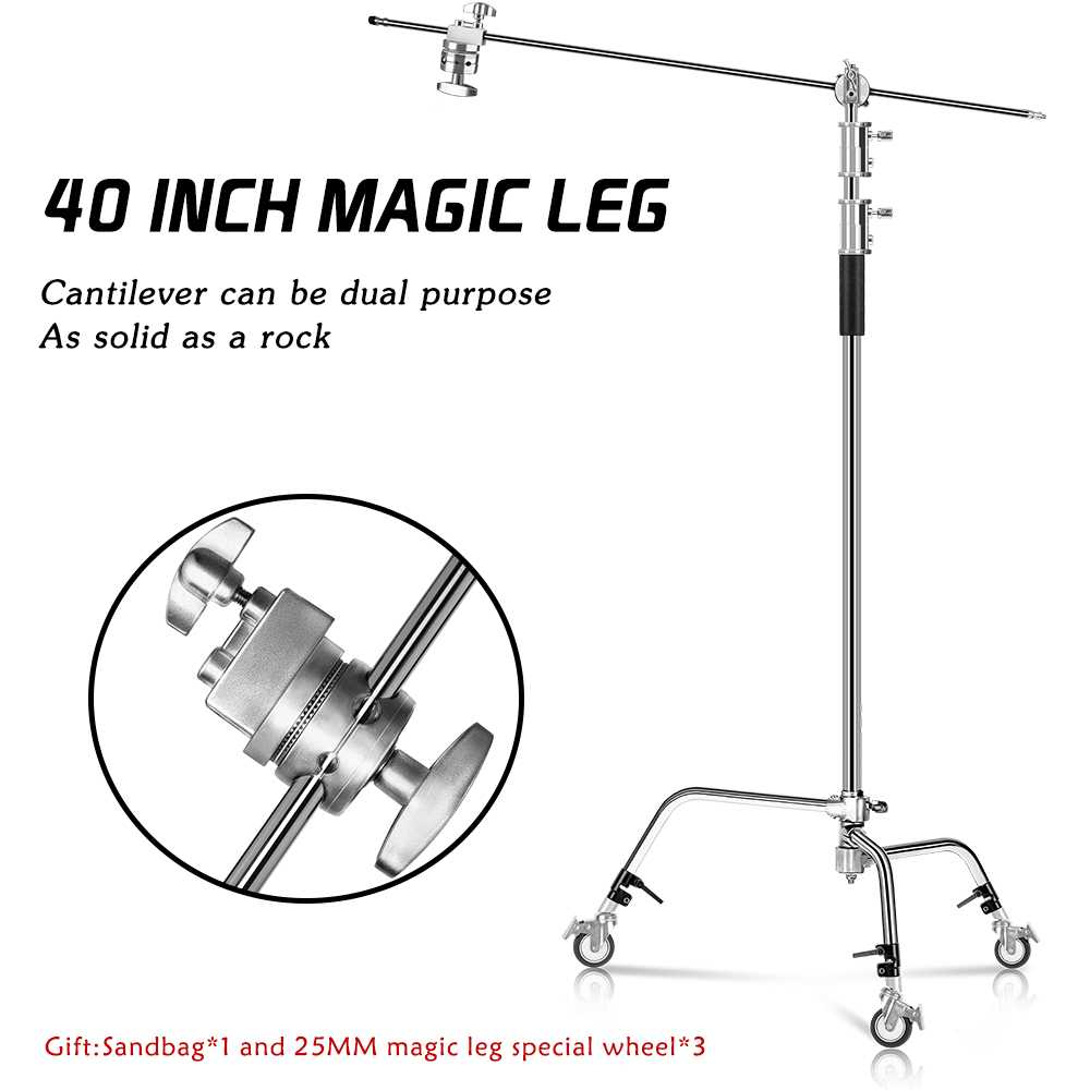 BREZ Stand C Lighting Photography with Boom Arm and Grip Head 260cm - BR-260