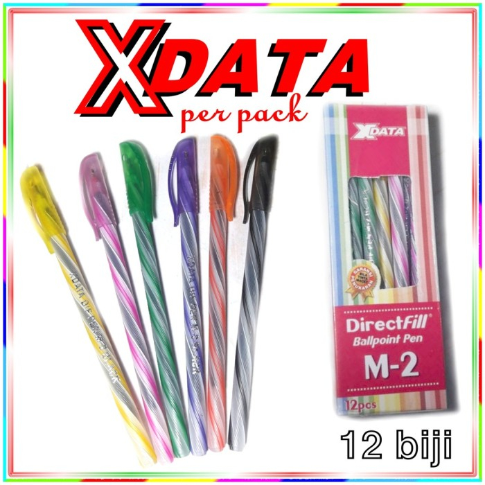 

(12 pcs) XData Bolpen Pulpen Ulir Warna-Warni X Data 0,5 mm Murah Grosir/Bolpoin Pen X DATA M-1