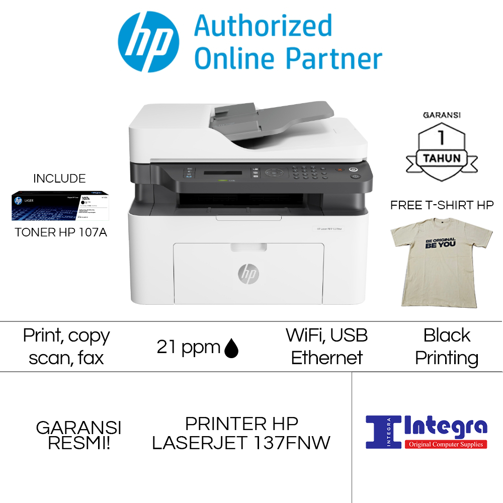 HP LaserJet MFP 137FNW Mono Printer Wireless All In One Laser Jet 137 FNW M173FNW