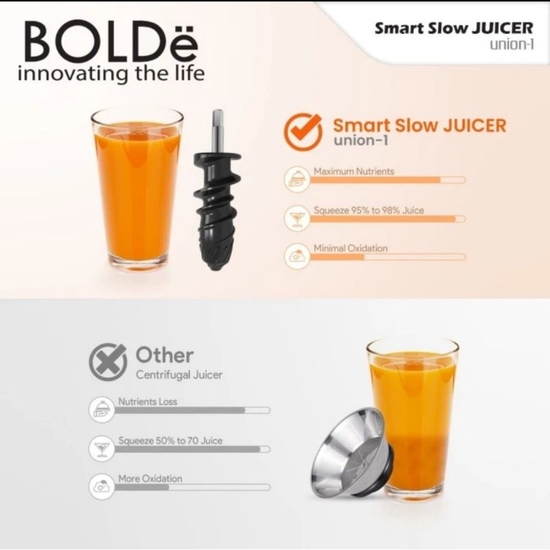 BOLDe Super Smart Slow Juicer Union 1 - Slow Juicer