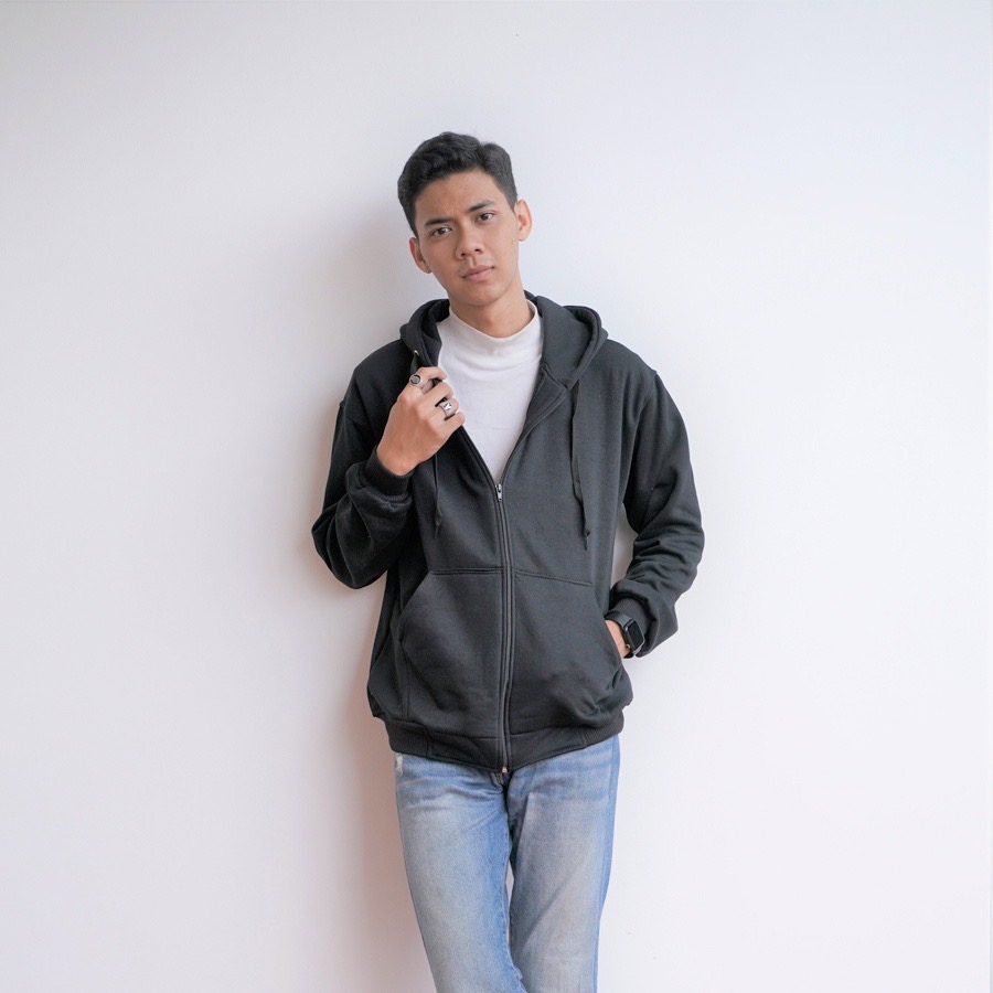 Jaket Sweater Hoodie Zipper Black - Banyak Varian Warna Best Seller