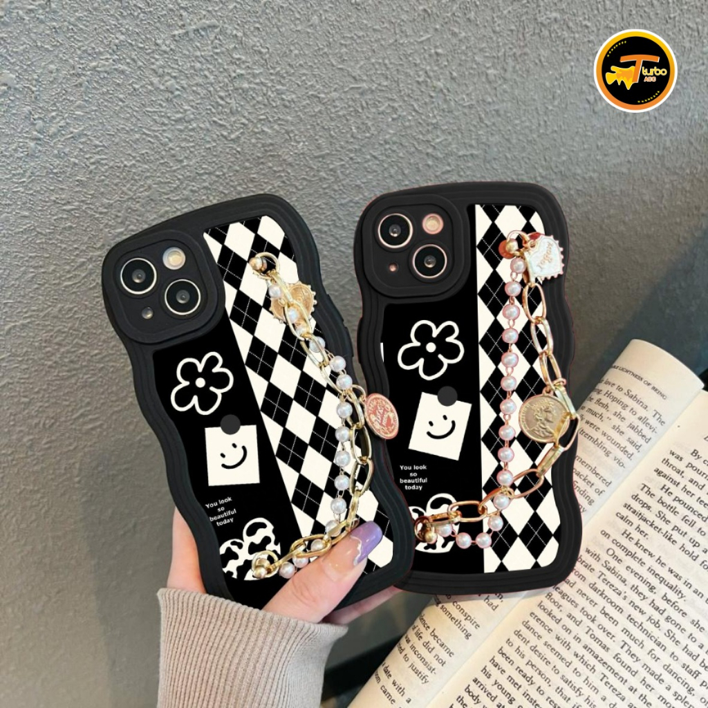 GC43 GC53 CASE CASING SOFTCASE SILIKON WAVY WAVE AESTETHIC RANTAI MUTIARA GRIP FOR SAMSUNG A21S A20S A22 A32 A33 TA4438