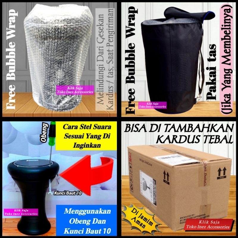 Darbuka Kayu Atau Gendang Mini 6 inch Hitam Biru Power Beat