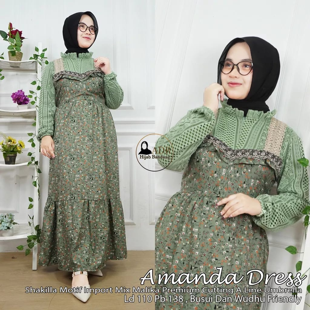 Amanda Dress gamis terbaru sakila motif premium mix burkat malika import