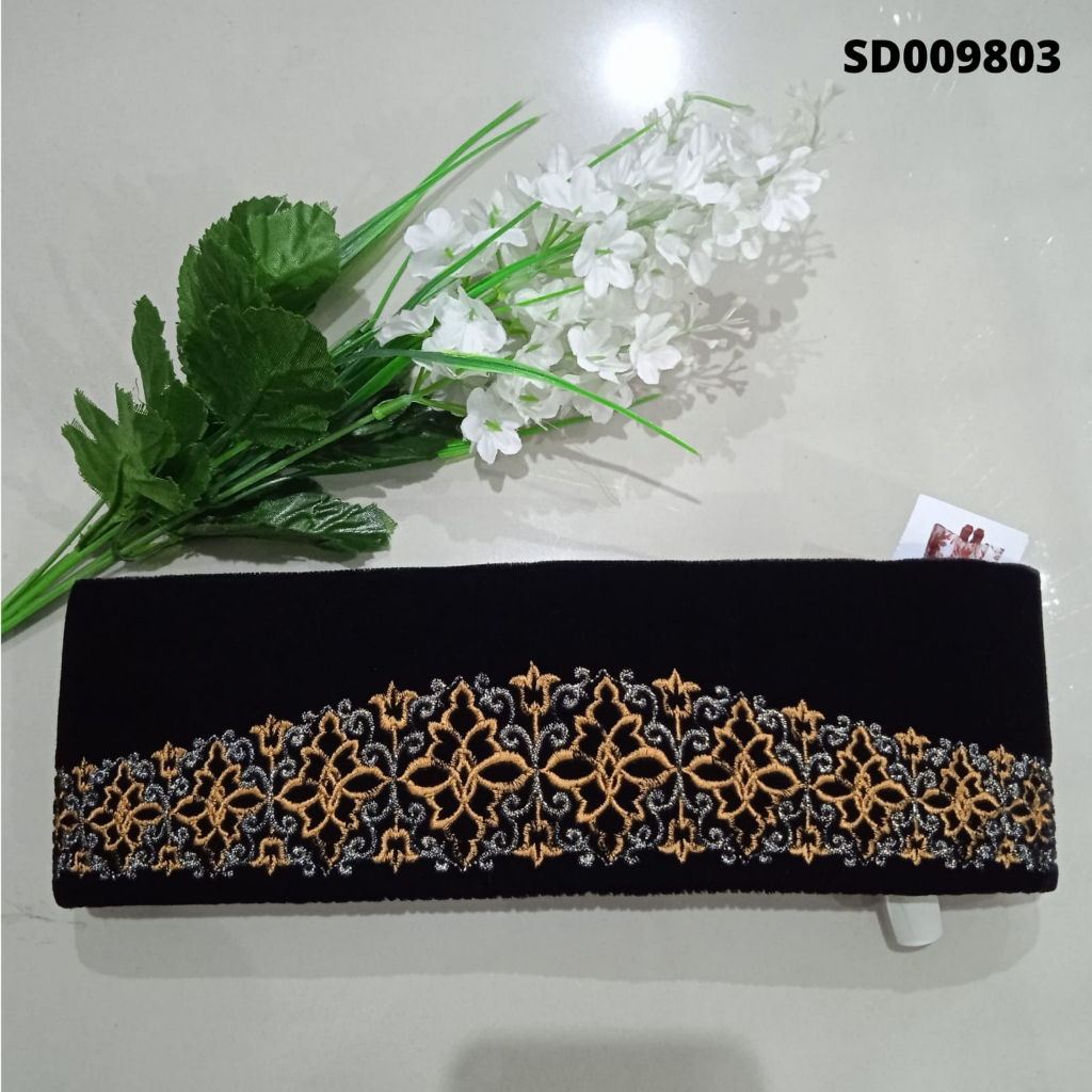 Songkok Awing motif tulip emas SD009803