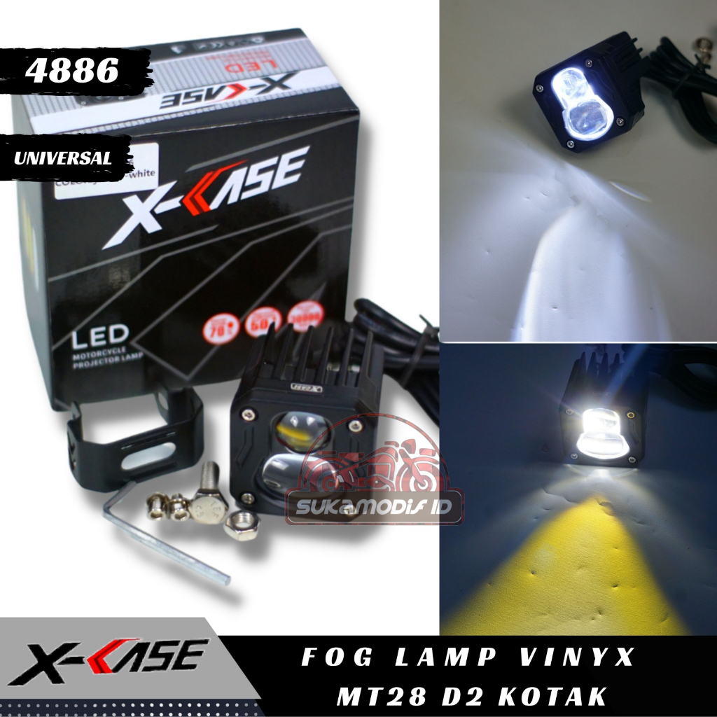 FOGLAMP LED MT28 VINYX X-CASE LASER LED LASER PUTIH KUNING MOBIL MOTOR UNIVERSAL KOTAK LAMPU TEMBAK 