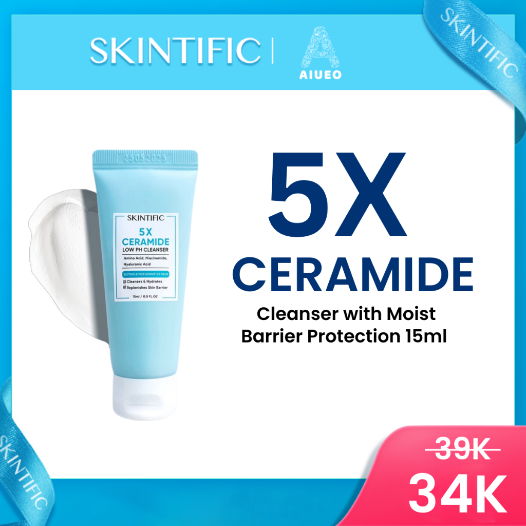 [FLASH SALE] - SKINTIFIC 5X Ceramide Low pH Cleanser Facial Wash Gentle Cleanser For Sensitive Skin 15ml Face Wash Sabun Cuci Muka Pembersih Pencuci Muka