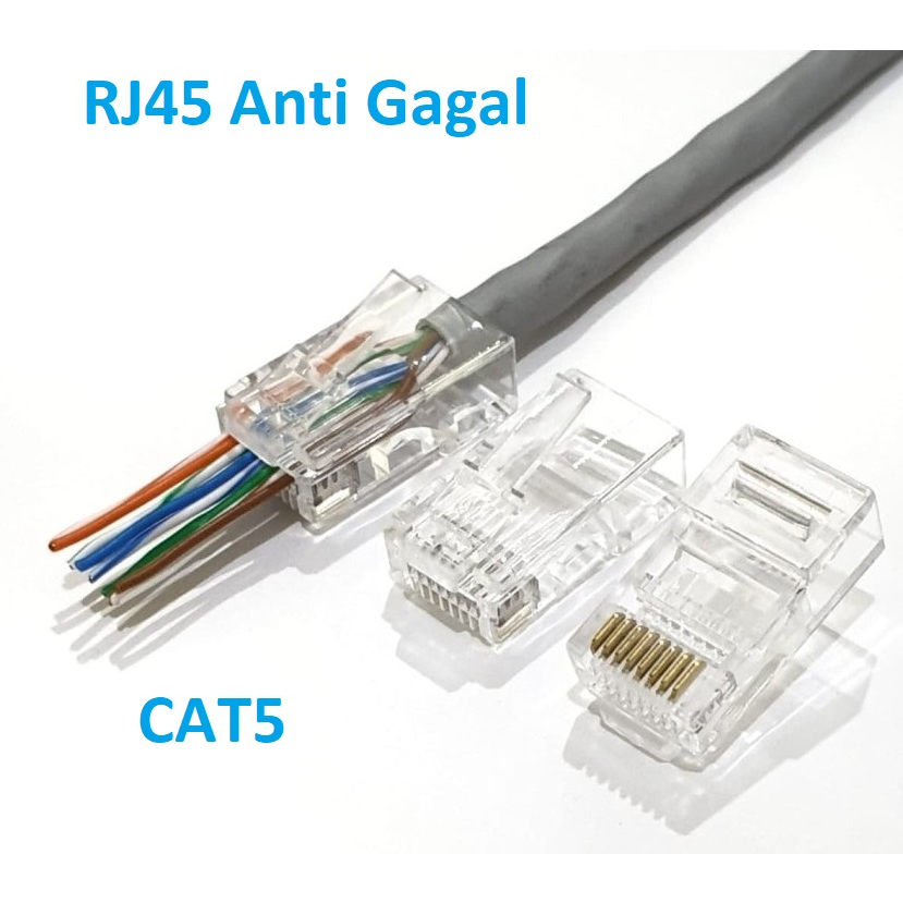 Konektor RJ45 CAT5 Easy Crimp Anti gagal Connector RJ45