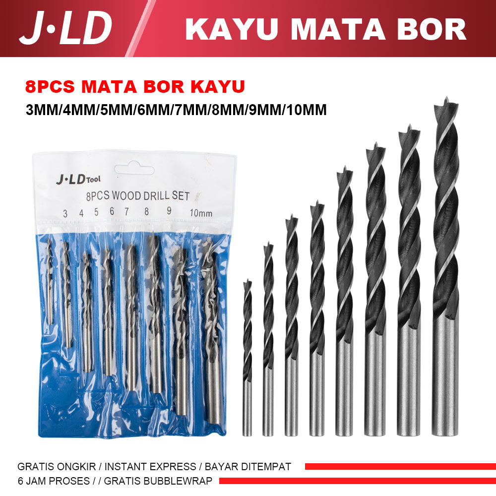 JLD kayu mata bor set bor kayu 5pc（4-10mm）/8pc（3-10mm）
