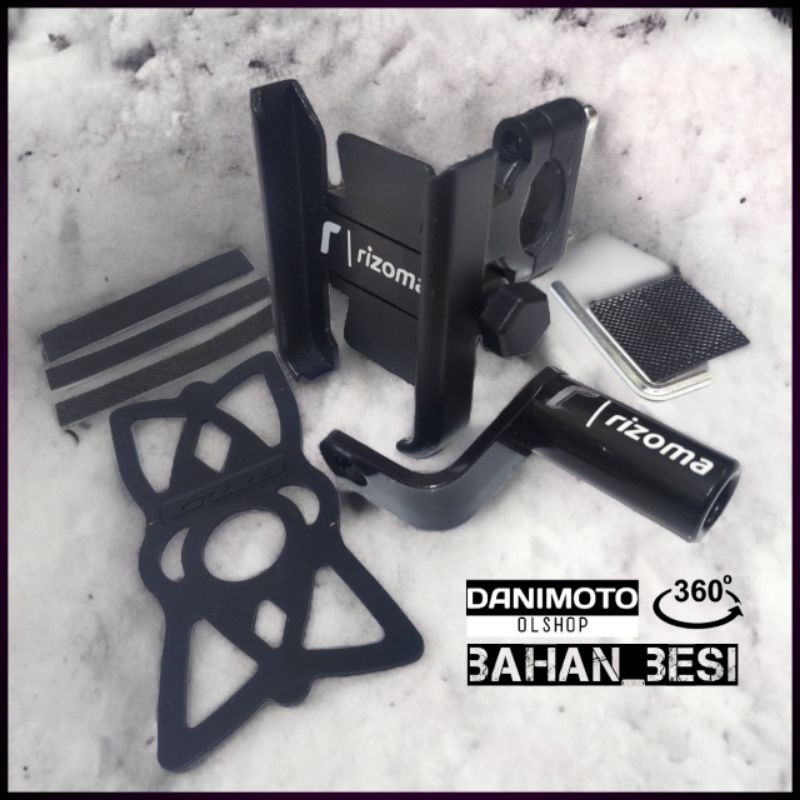 Holder HP Besi Paket Dudukan Spion Motor Besi Rotasi 360° Vario Nmax Beat Aerox Scoopy Genio Supra