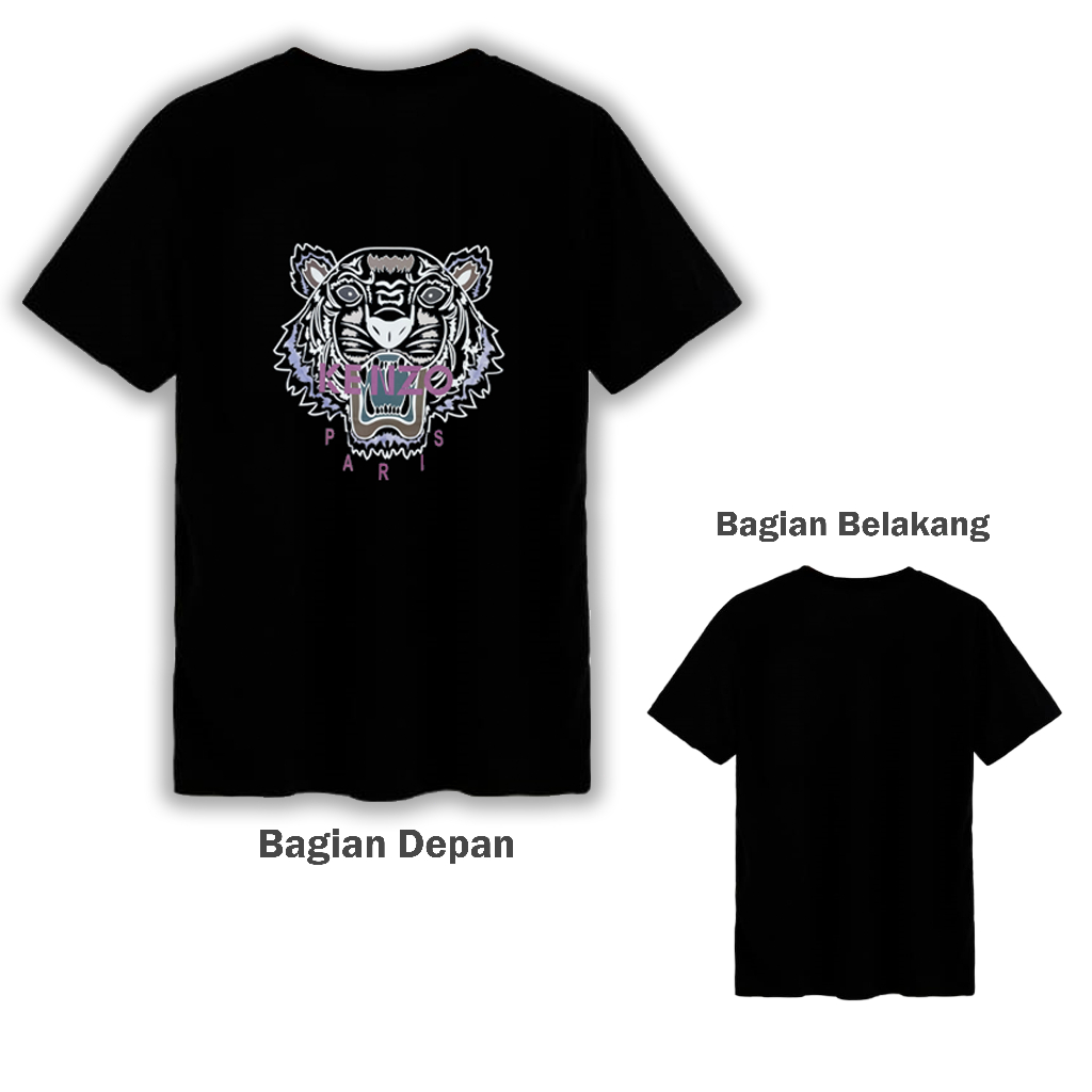 Baju Kaos K3NZ00 Logo Tiger|Black T-Shirt|Kaos Import|Kaos Pria Wanita|Kaos Branded|031 032 012
