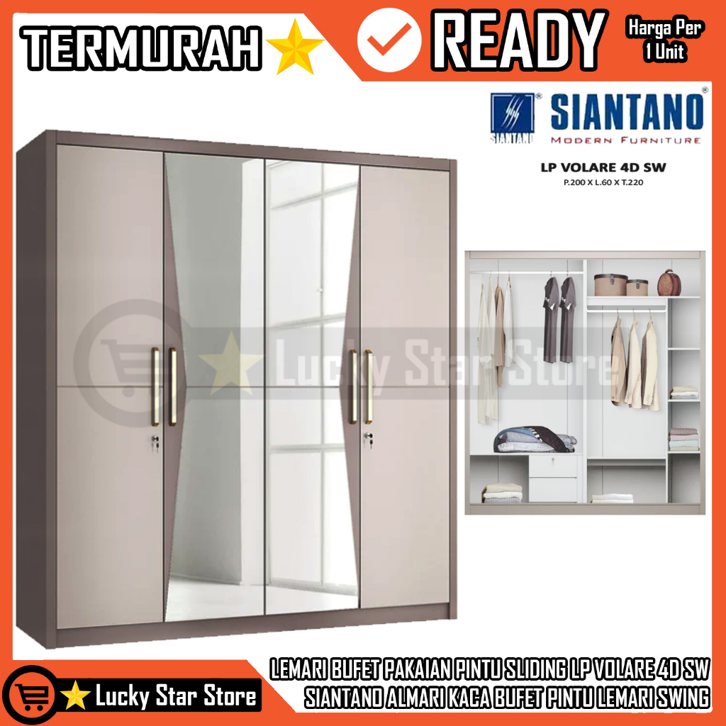 {INSTANT} SIANTANO LEMARI ALMARI BUFET BUPET PAKAIAN PINTU SLIDING LP VOLARE 4D SW PINTU LEMARI SWIN