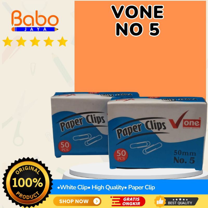 

BABO JAYA Paper Clip V-One no 5 . Klip Kertas , Penjepit Kertas , Bisa Digunakan Untuk Perlengkapan Kantor .