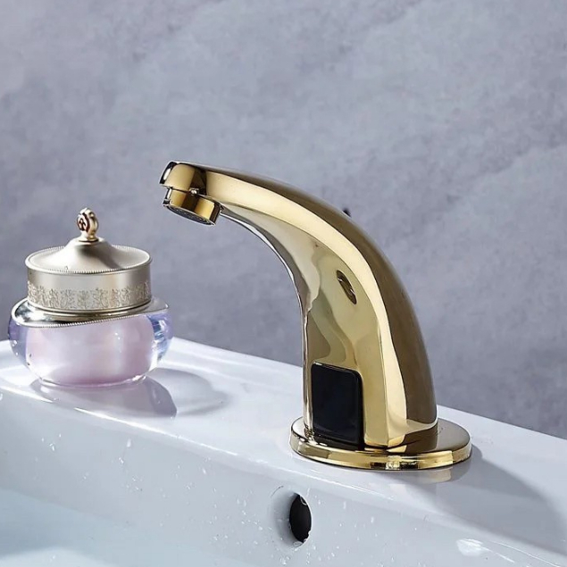 Kran GOLD sensor wastafel cuci tangan 8E-keran air otomatis cuci tangan emas antik automatic sensor basin faucet brass