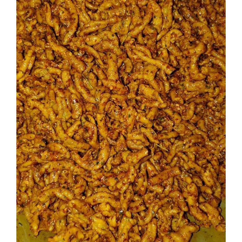 

Keripik usus 1kg usus krispi tidak amis rasa enak