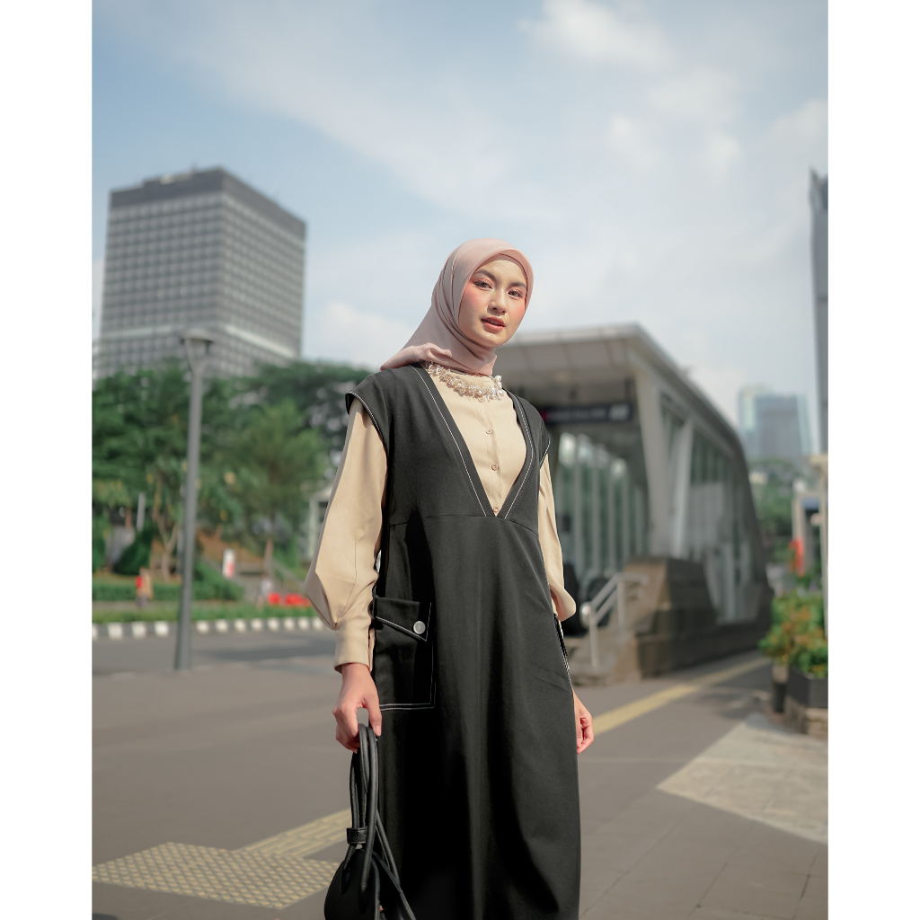 Zaha Sleeveless Dress - 4 Warna | Zysku Xena | Dress Gamis Rompi Kerja Wanita Formal Tanpa Lengan Sleeveless