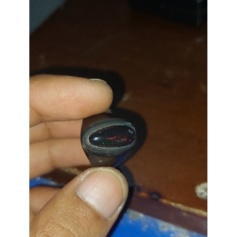 black opal ring tanduk/bo banten/kalimaya/batu black opal original banten