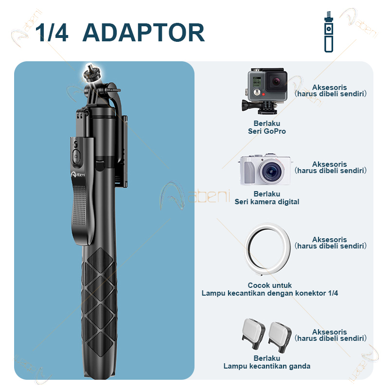 Abeni L16 Tongsis Tripod Bluetooth Selfie Stick Remote Tripod HP Kamera DSLR Tongsis 1550MM dengan 1/4 Adaptor