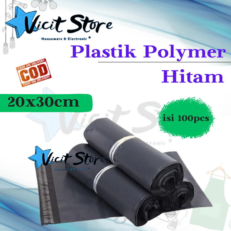 Plastik Polymer Hitam /Kantong Plastik Olshop Hitam 20x30cm isi 100pcs