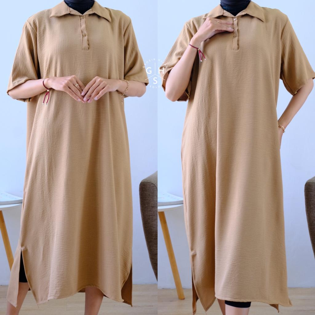 REGINA TUNIK OVERSIZE DAILY DRESS BELAH WANITA ATASAN WANITA CRINCLE AIRFLOW (AMD)