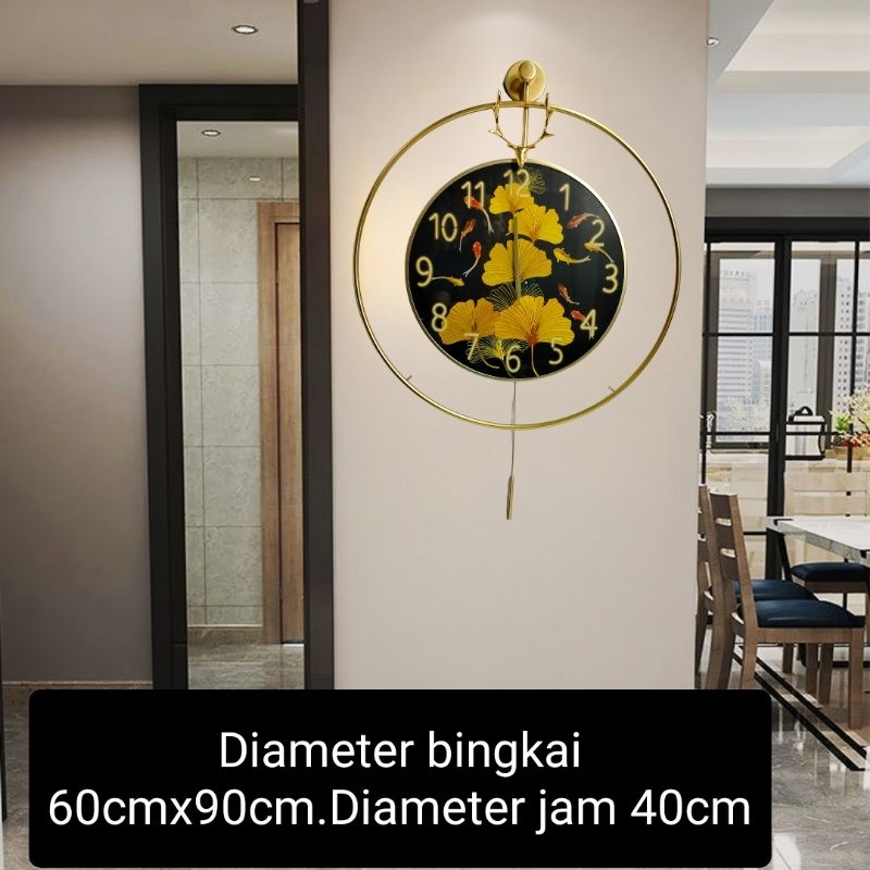 jam dinding aesthetic mewah besar bulat nordic luxury ukuran  dial  40 cm ukuran frame luar 60 cm