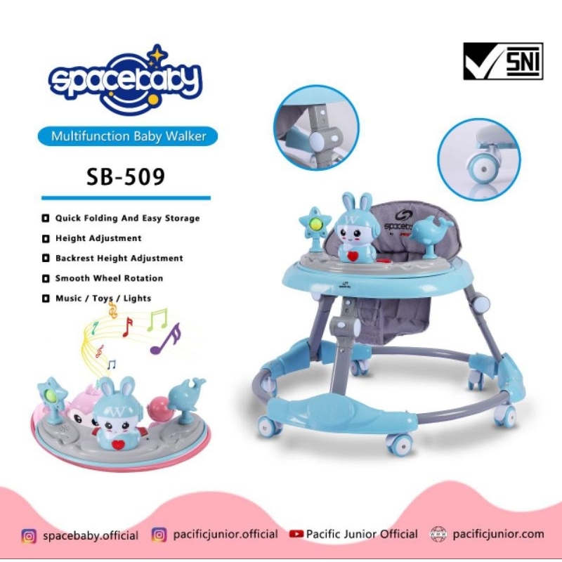 READY STOK BISA COD BABYWALKER SB-509 MUSIK/MAINAN ANAK BELAJAR JALAN