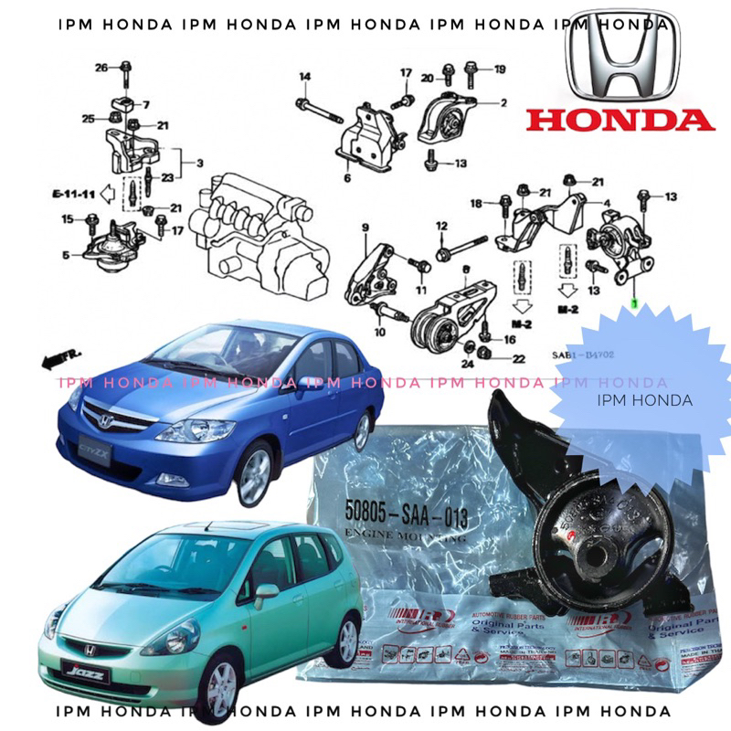 50805 SAA 013 Engine Mounting Dudukan Mesin Kiri Manual Honda Jazz GD3 City GD8 Idsi Vtec 2003 2004 2005 2006 2007 2008