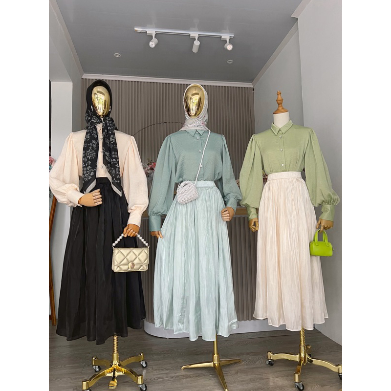 shimmer silk skirt | Rok satin import | Rok maxi