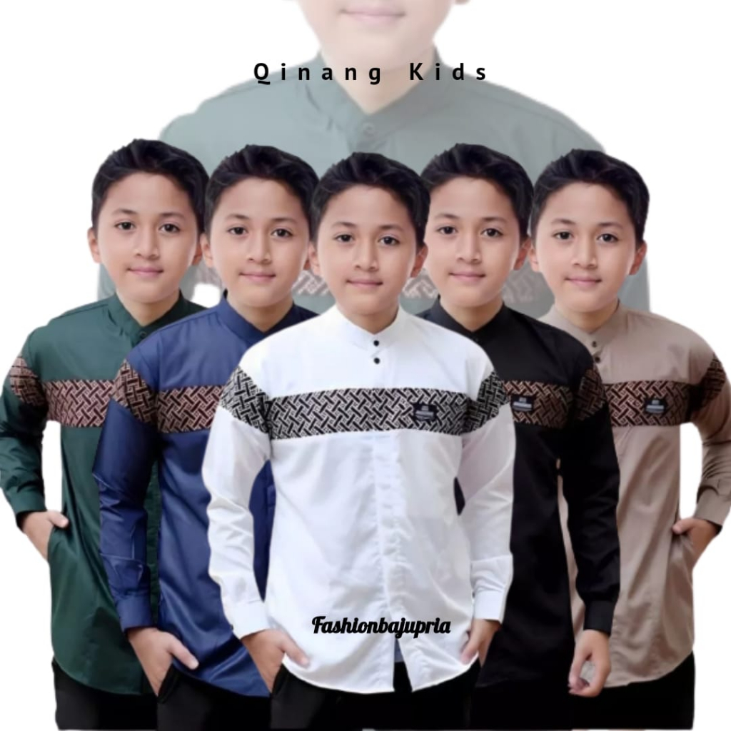 Baju Remaja Terbaru Lengan Panjang Kemeja Anak Tanggung SD /SMP Lengan Panjang Motif Polos Kombinasi