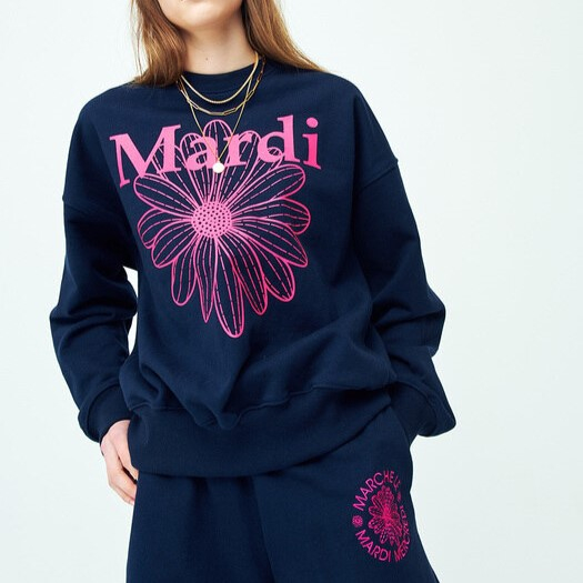 Mardi Flower Sweatshirt Navy / Violet - one size LD 130 cm