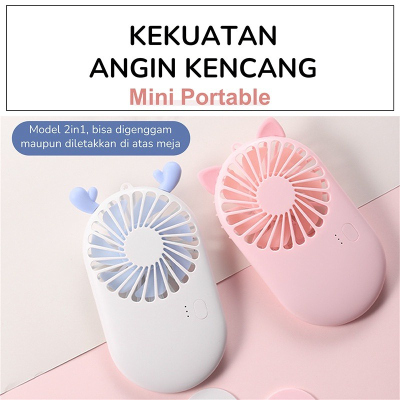 Kipas Angin Mini Portable Karakter Lucu Dan Unik / Kipas Angin Multifungsi Holder HP