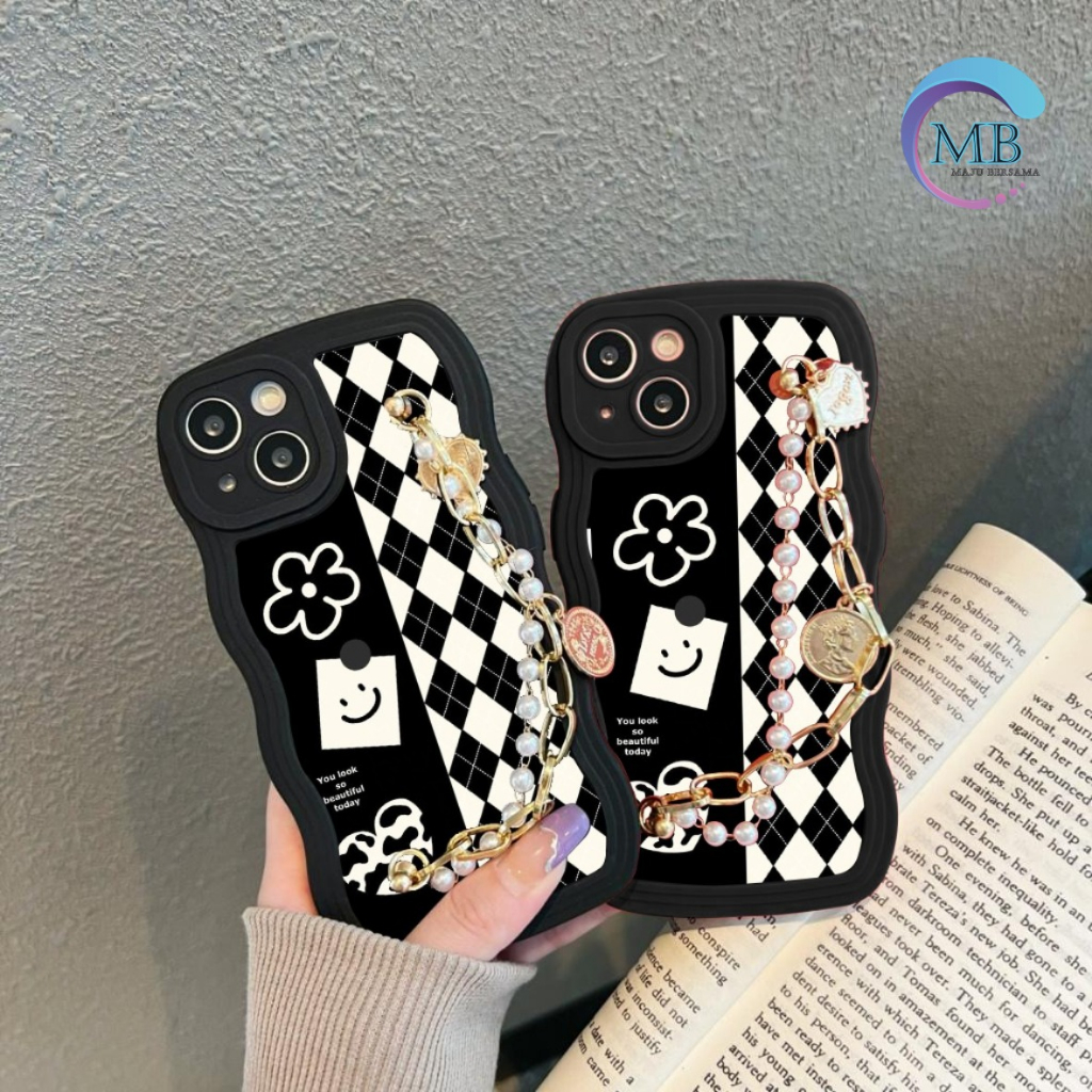 GC44 GC53 CASE CASING SOFTCASE SILIKON WAVY WAVE AESTETHIC RANTAI MUTIARA GRIP FOR REALME 8 8PRO 8I 9I A36 A76 A96 9 9 PRO PLUS 10 4G MB8190