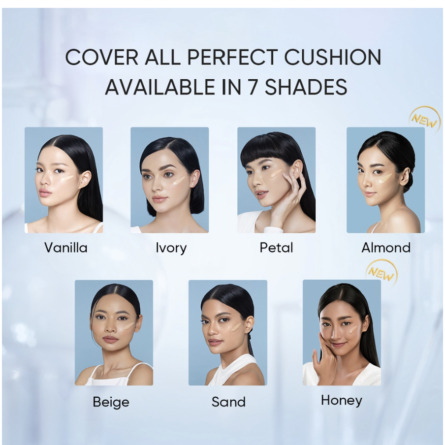 SKINTIFIC Cover All Perfect Cushion High Coverage Poreless&amp;Flawless Foundation 24H Long-lasting SPF35 PA++++