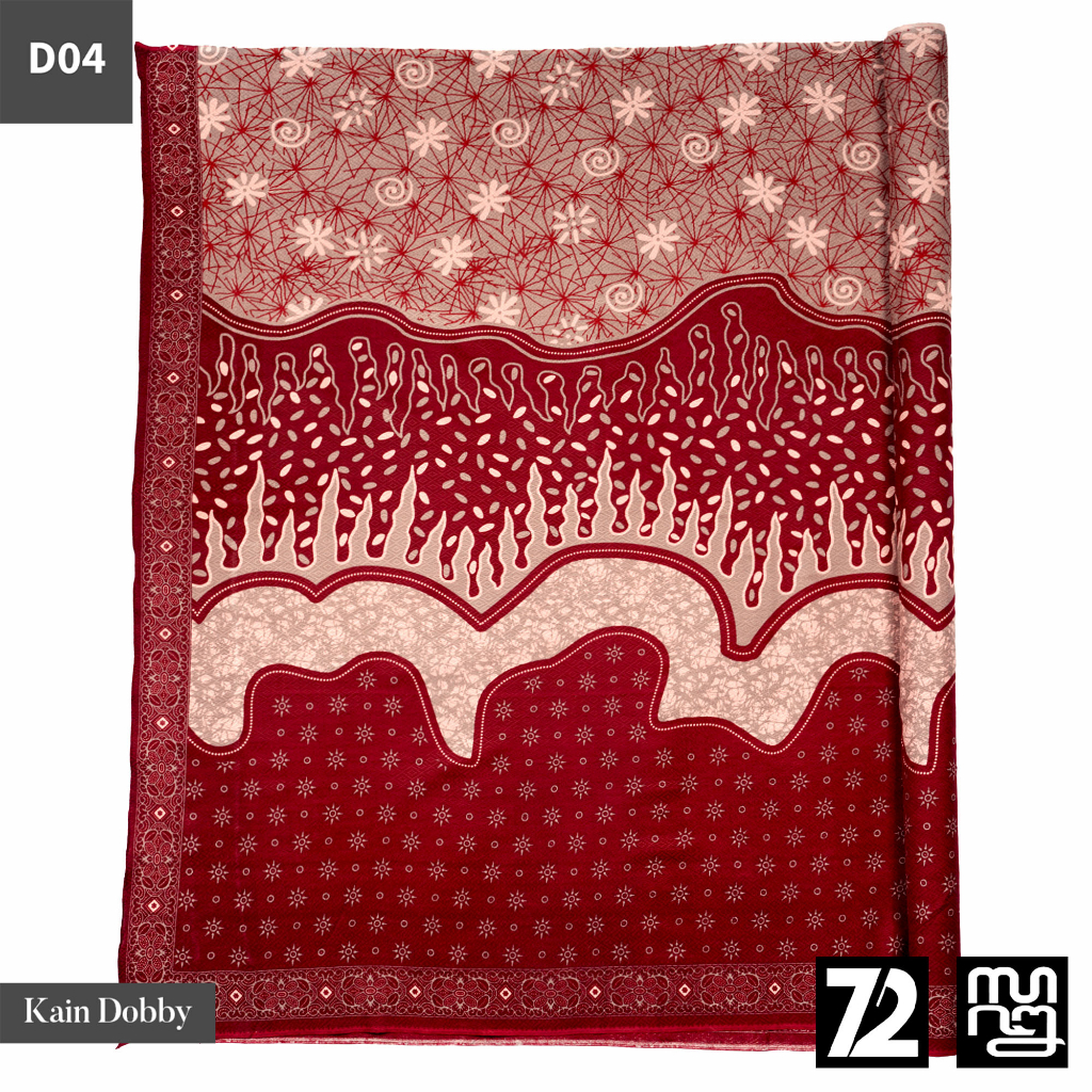 KAIN BATIK DOBBY Premium Motif Lapis Truntum Warna Merah 723928 Cap 72