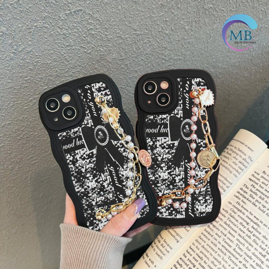 GC44 GC53 CASE CASING SOFTCASE SILIKON WAVY WAVE AESTETHIC RANTAI MUTIARA GRIP FOR IPHONE 14 MAX 14 PROMAX MB8210