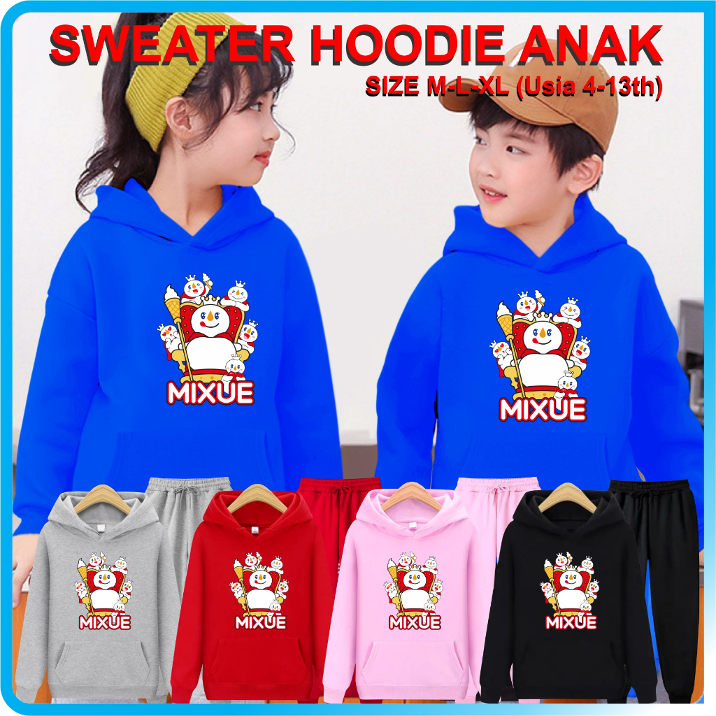 FenishaStore MIXUE ICE CREAM VIRAL Sweater Hoodie Atasan Dan Setelan Anak Usia 4-14 Tahun Bisa Bayar Ditempat COD