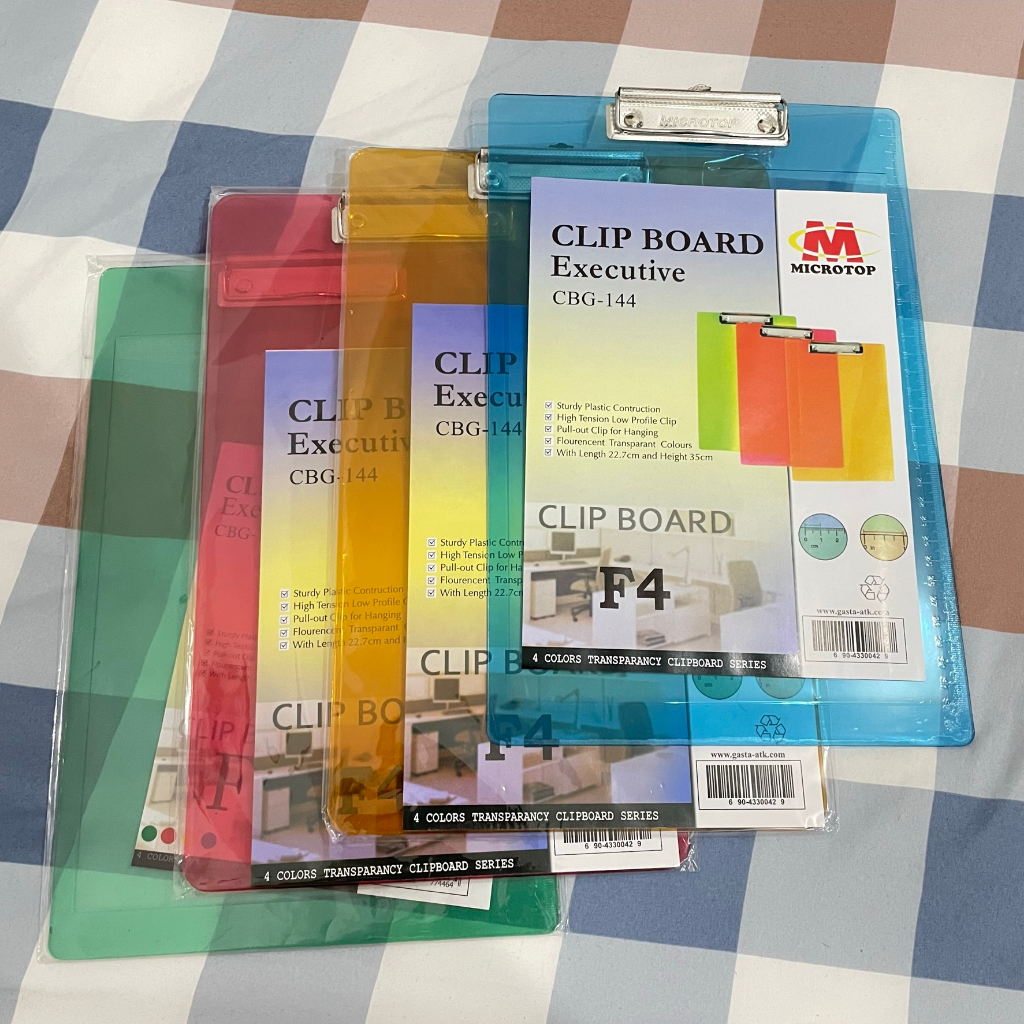 KENSHO Clipboard Plastik Bening Warna / Papan Jalan / Papan Ujian / Clip Board