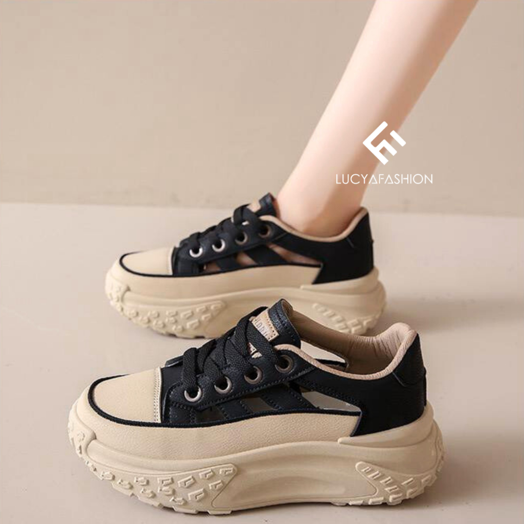 1517 Sepatu Wanita Kekinian Sneakers Tali Import Murah