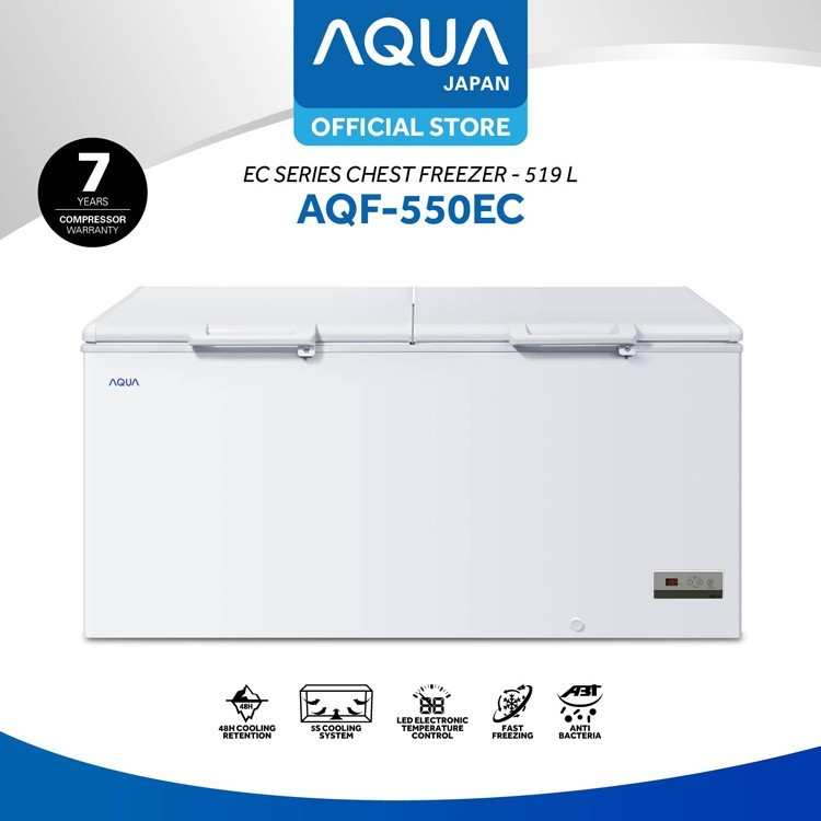 AQUA AQF-550EC / AQF550EC Chest Freezer 519 Liter 240 Watt PCM Garansi Resmi