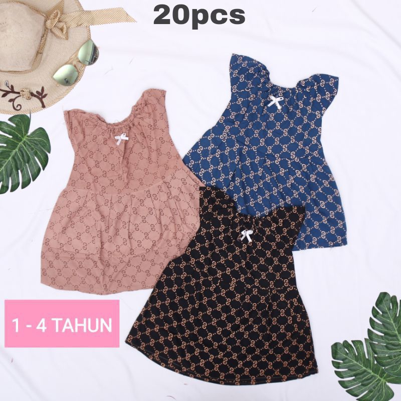 Paket usaha Grosir 20pcs Daster anak perempuan Dress anak cewek rayon 1-2-3-4 tahun motif random mur