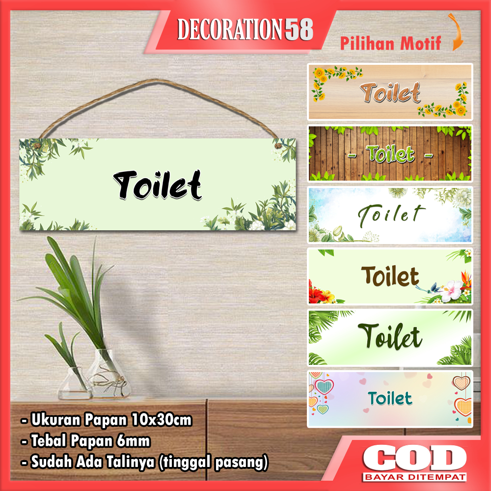 Papan Tulisan Toilet Hiasan Pajangan Dinding Gantungan Pintu Wall Dekor Poster Kayu Tulisan Toilet K