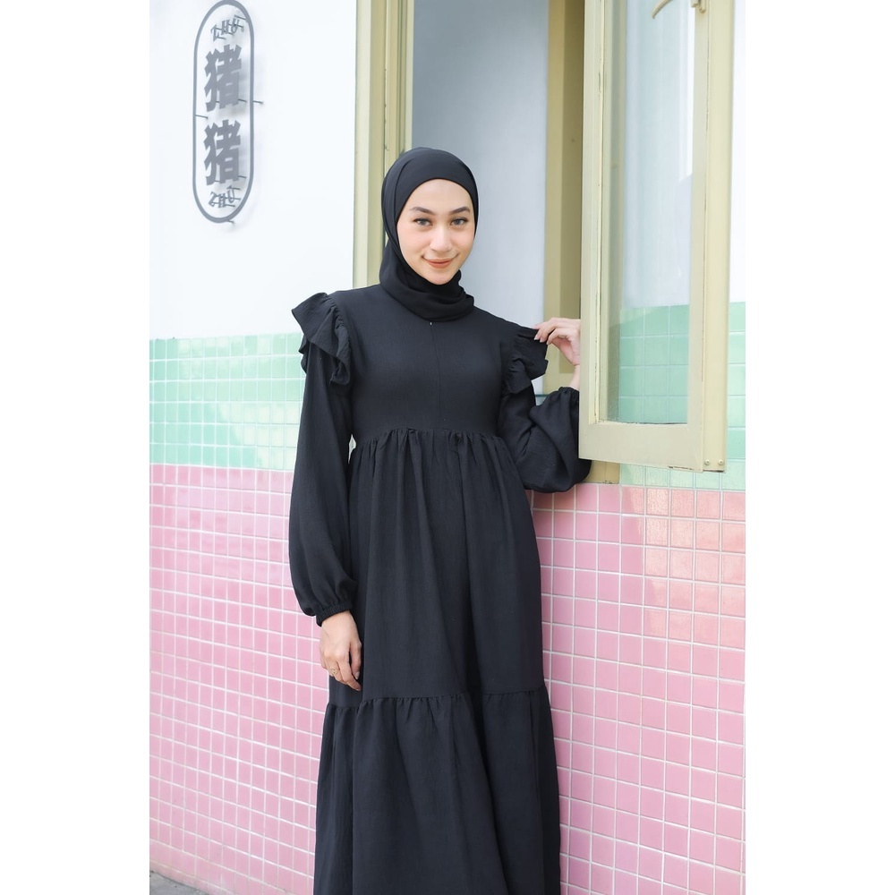 Jesslyn Midi Dress / Pakaian Muslim HIjab Basic Polos Crinkle / Atasan Wanita Tunik