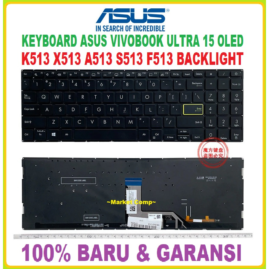 Keyboard Laptop ASUS VivoBook Ultra 15 OLED K513 K513e K513ea K513ep K513eq A513 A513e A513eq A513ea