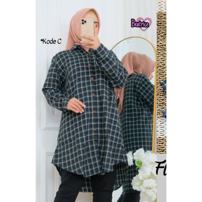 TUNIK KEMEJA FLANEL LENGAN PANJANG