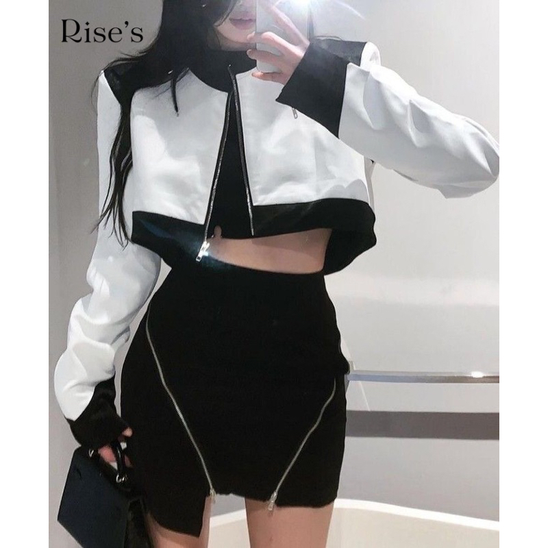 jaket kulit wanita /leather jacket korean looks cropp by Rise’s