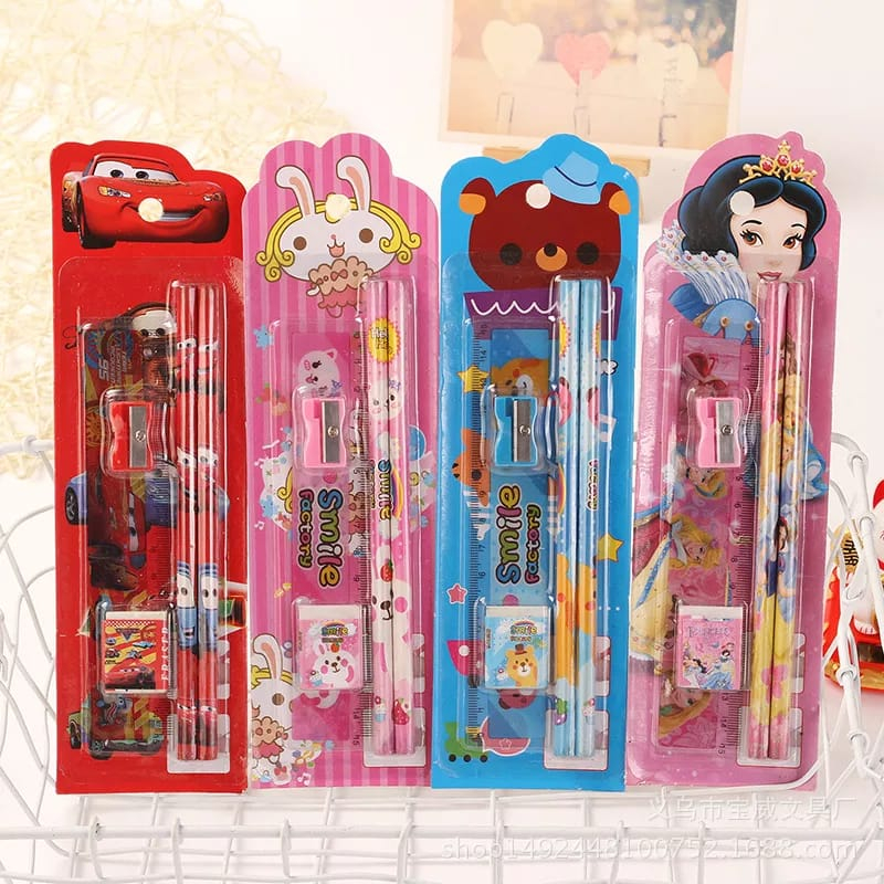 Alat Tulis Sekolah Set 5in1 Karakter Lucu Stationary