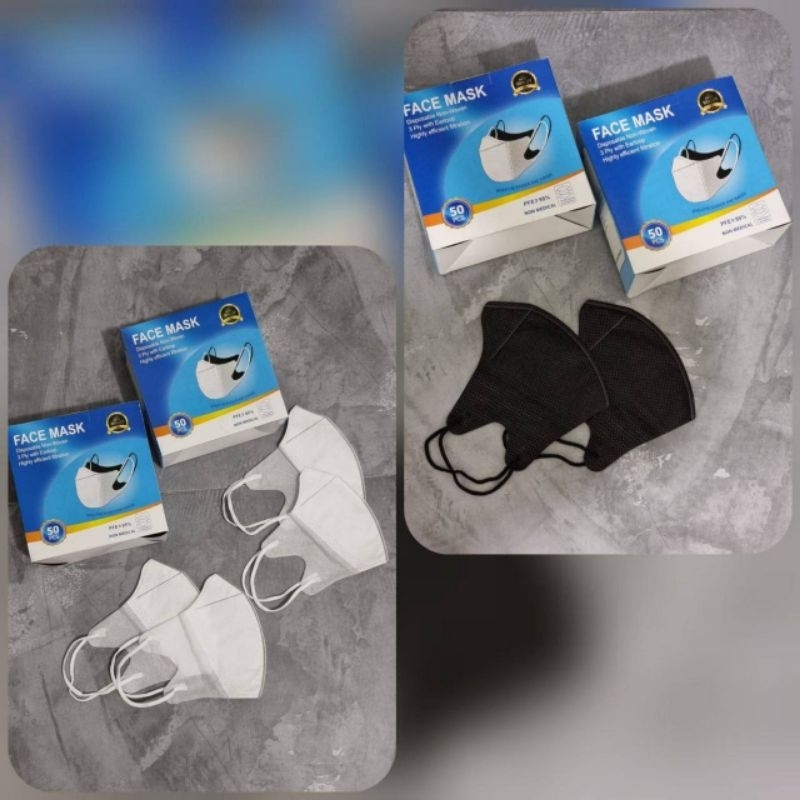 Masker Duckbill 50pcs Duckbill Hitam Putih